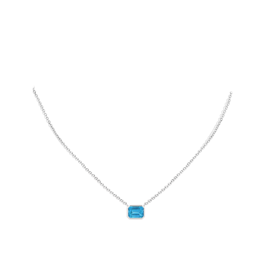 8x6mm Labgrown East-West Bezel-Set Emerald-Cut Lab-Grown Fancy Intense Blue Diamond Pendant in White Gold pen