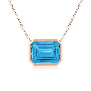 9x7mm Labgrown East-West Bezel-Set Emerald-Cut Lab-Grown Fancy Intense Blue Diamond Pendant in 10K Rose Gold