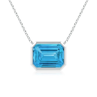 9x7mm Labgrown East-West Bezel-Set Emerald-Cut Lab-Grown Fancy Intense Blue Diamond Pendant in P950 Platinum