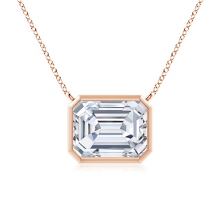 10x7.5mm FGVS Lab-Grown East-West Bezel-Set Emerald-Cut Diamond Pendant in 9K Rose Gold