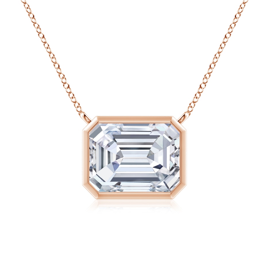 10x7.5mm FGVS Lab-Grown East-West Bezel-Set Emerald-Cut Diamond Pendant in Rose Gold 