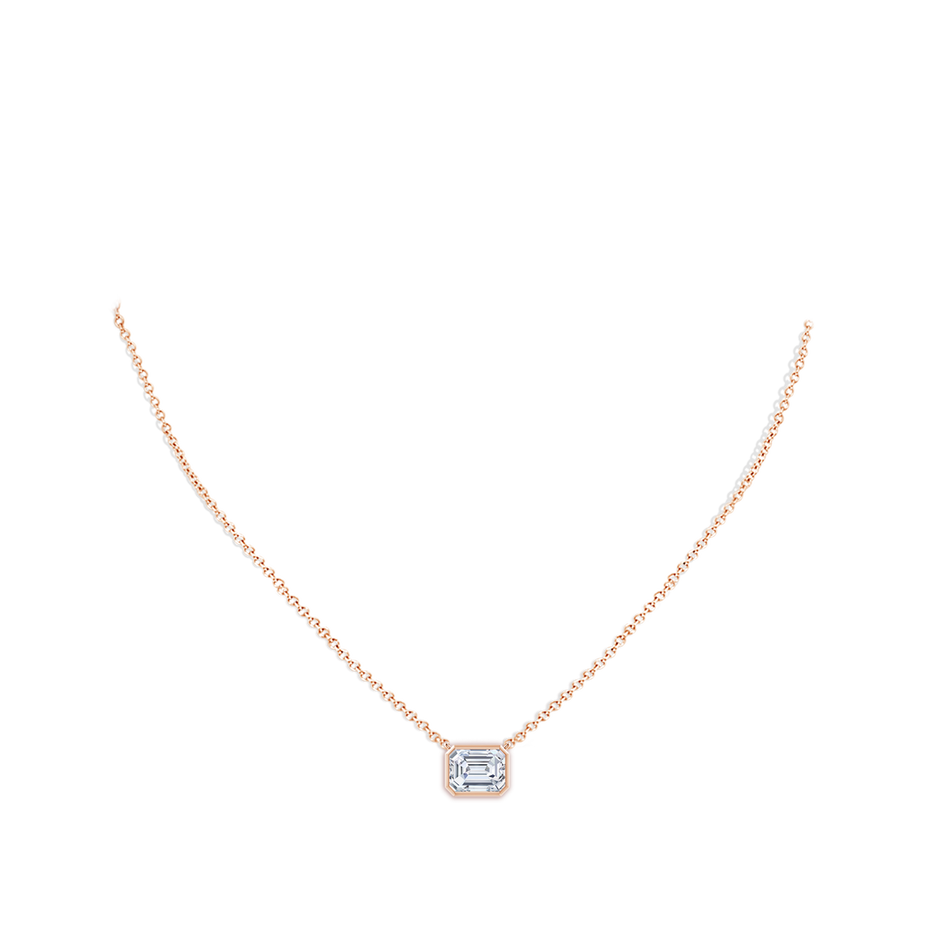 10x7.5mm FGVS Lab-Grown East-West Bezel-Set Emerald-Cut Diamond Pendant in Rose Gold pen