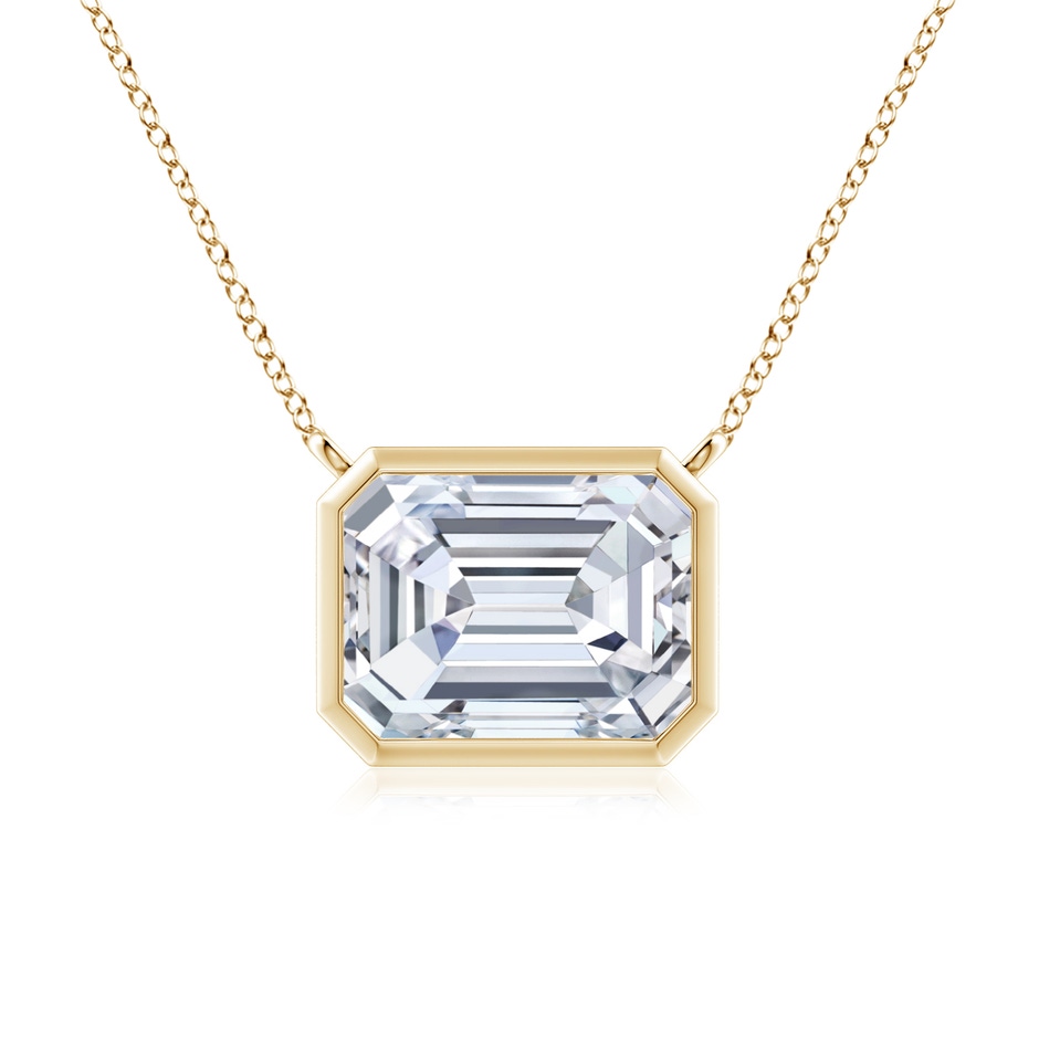 10x7.5mm FGVS Lab-Grown East-West Bezel-Set Emerald-Cut Diamond Pendant in Yellow Gold 