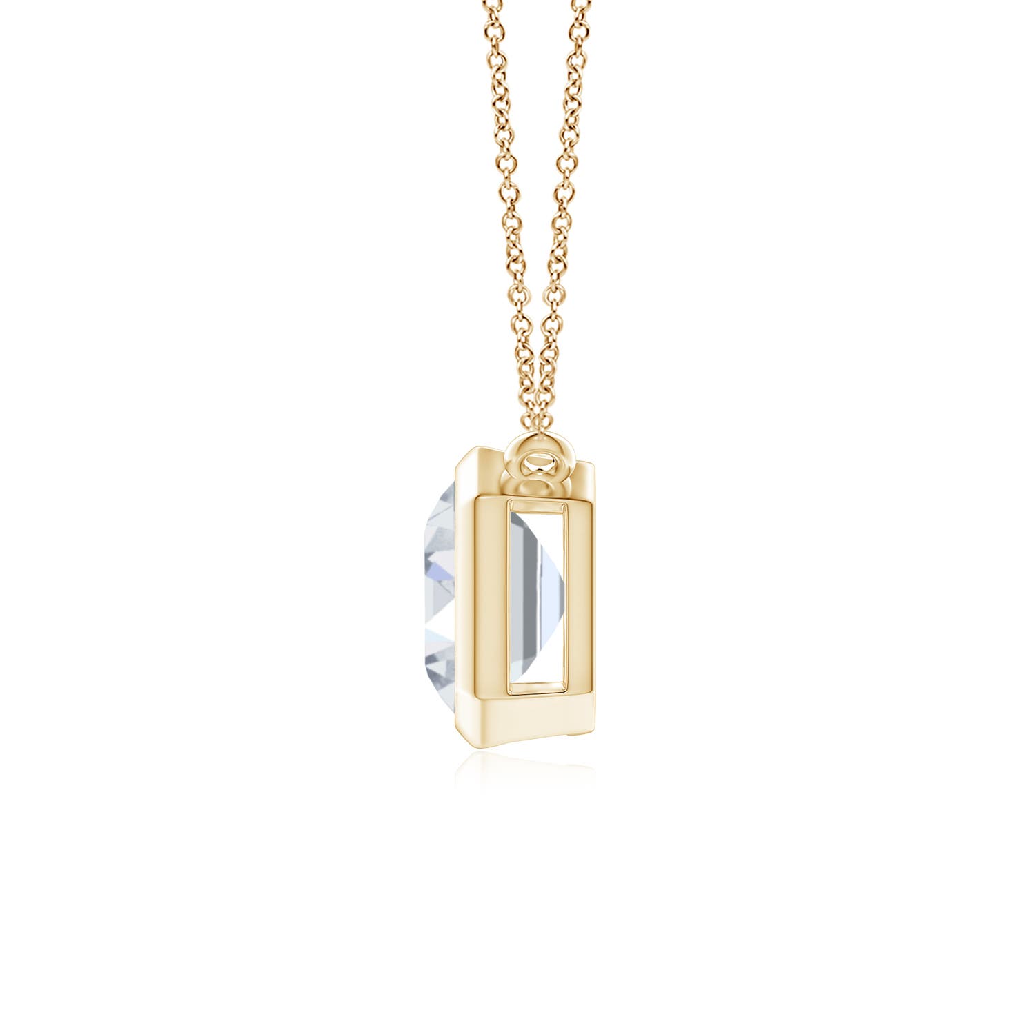 10x7.5mm FGVS Lab-Grown East-West Bezel-Set Emerald-Cut Diamond Pendant in Yellow Gold