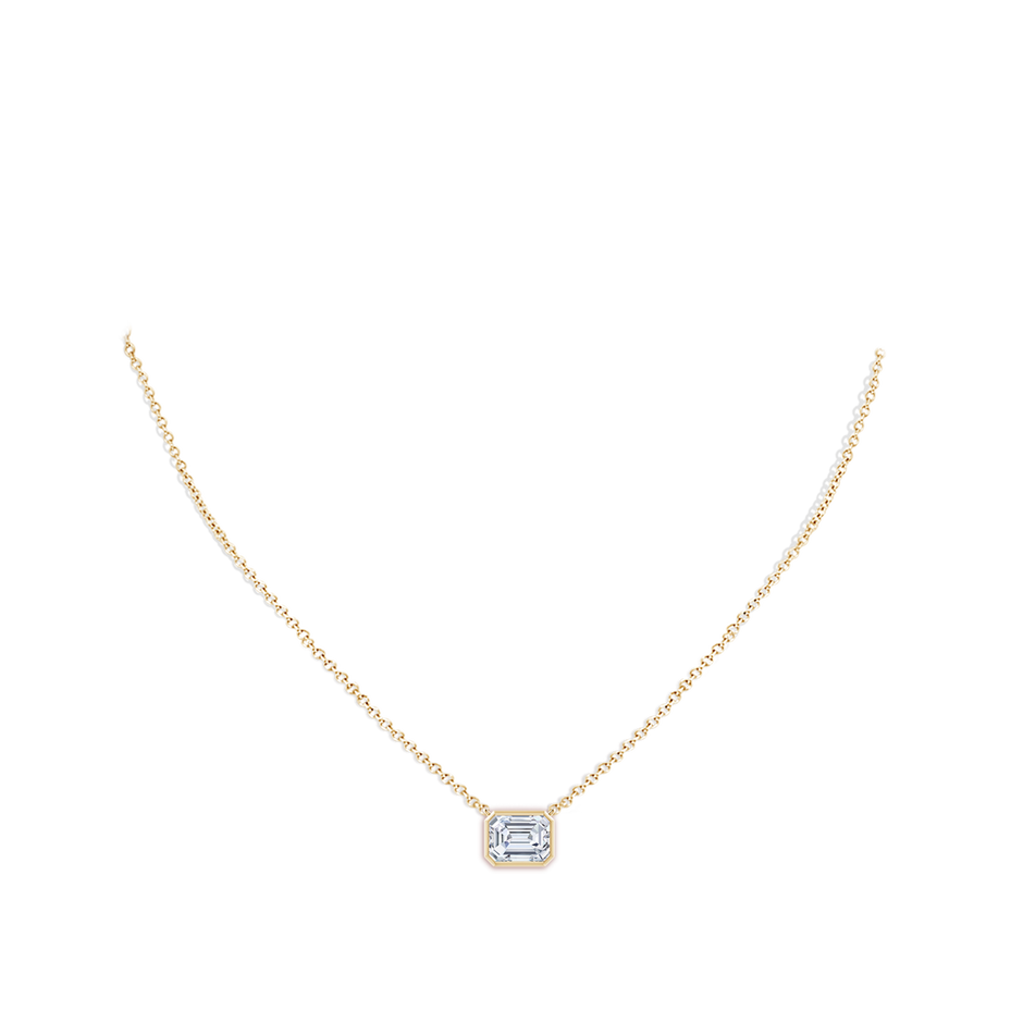 10x7.5mm FGVS Lab-Grown East-West Bezel-Set Emerald-Cut Diamond Pendant in Yellow Gold pen