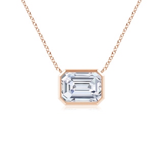 6x4mm FGVS Lab-Grown East-West Bezel-Set Emerald-Cut Diamond Pendant in 9K Rose Gold