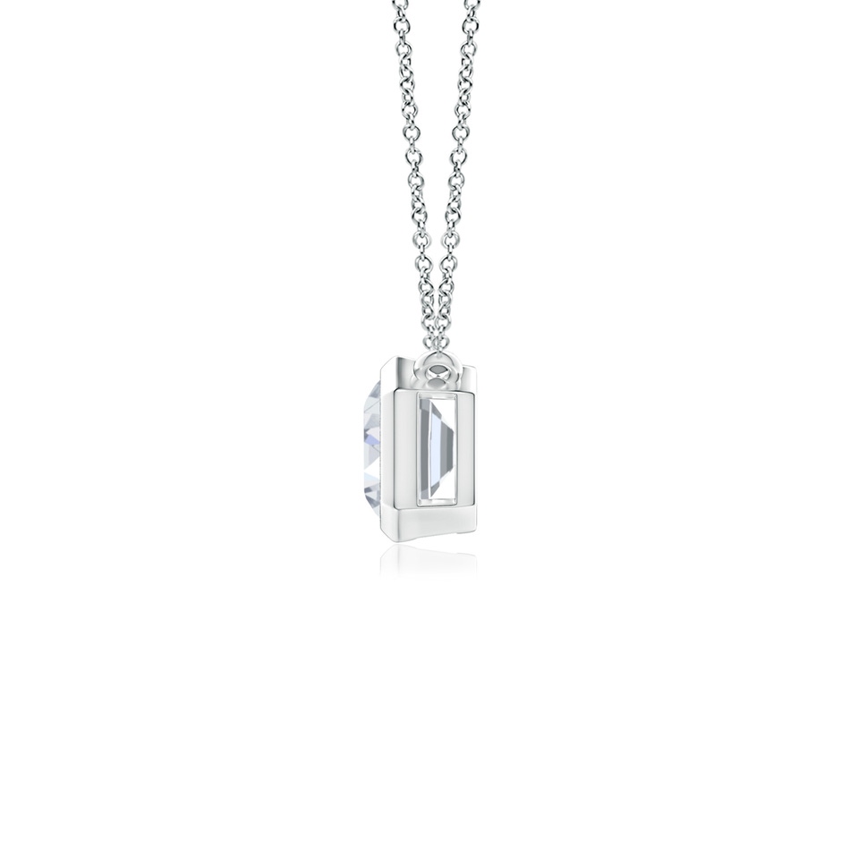 6x4mm FGVS Lab-Grown East-West Bezel-Set Emerald-Cut Diamond Pendant in P950 Platinum side 199