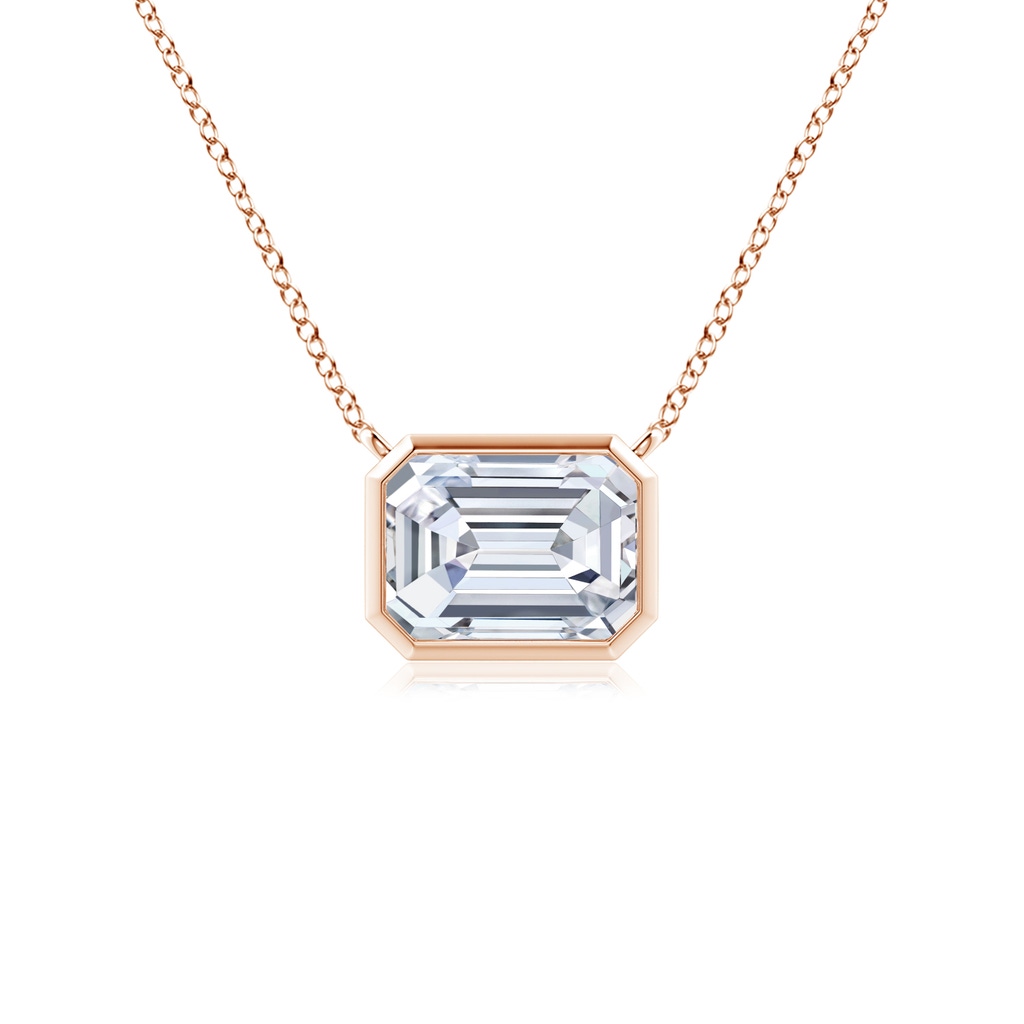 6x4mm FGVS Lab-Grown East-West Bezel-Set Emerald-Cut Diamond Pendant in Rose Gold