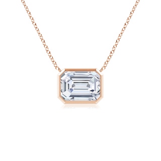 6x4mm FGVS Lab-Grown East-West Bezel-Set Emerald-Cut Diamond Pendant in Rose Gold