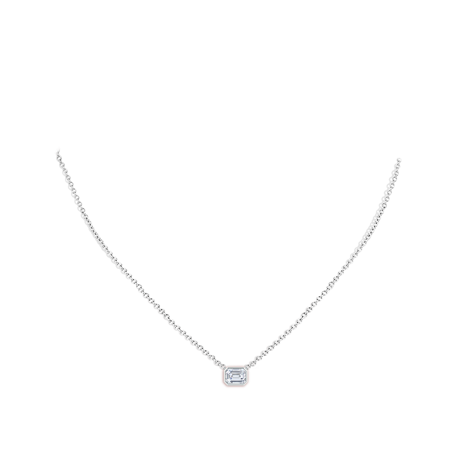 6x4mm FGVS Lab-Grown East-West Bezel-Set Emerald-Cut Diamond Pendant in S999 Silver pen