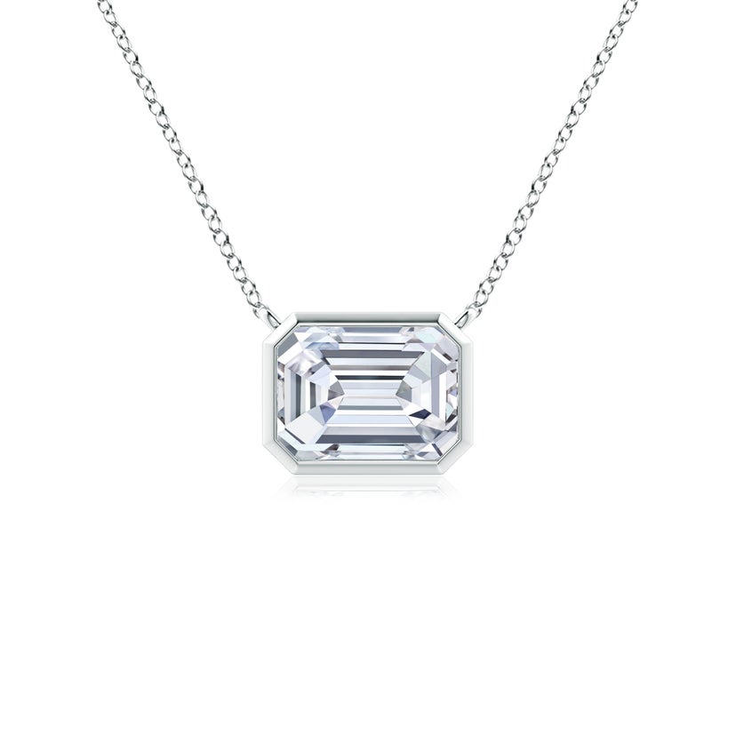 Lab-Grown East-West Bezel-Set Emerald-Cut Diamond Pendant