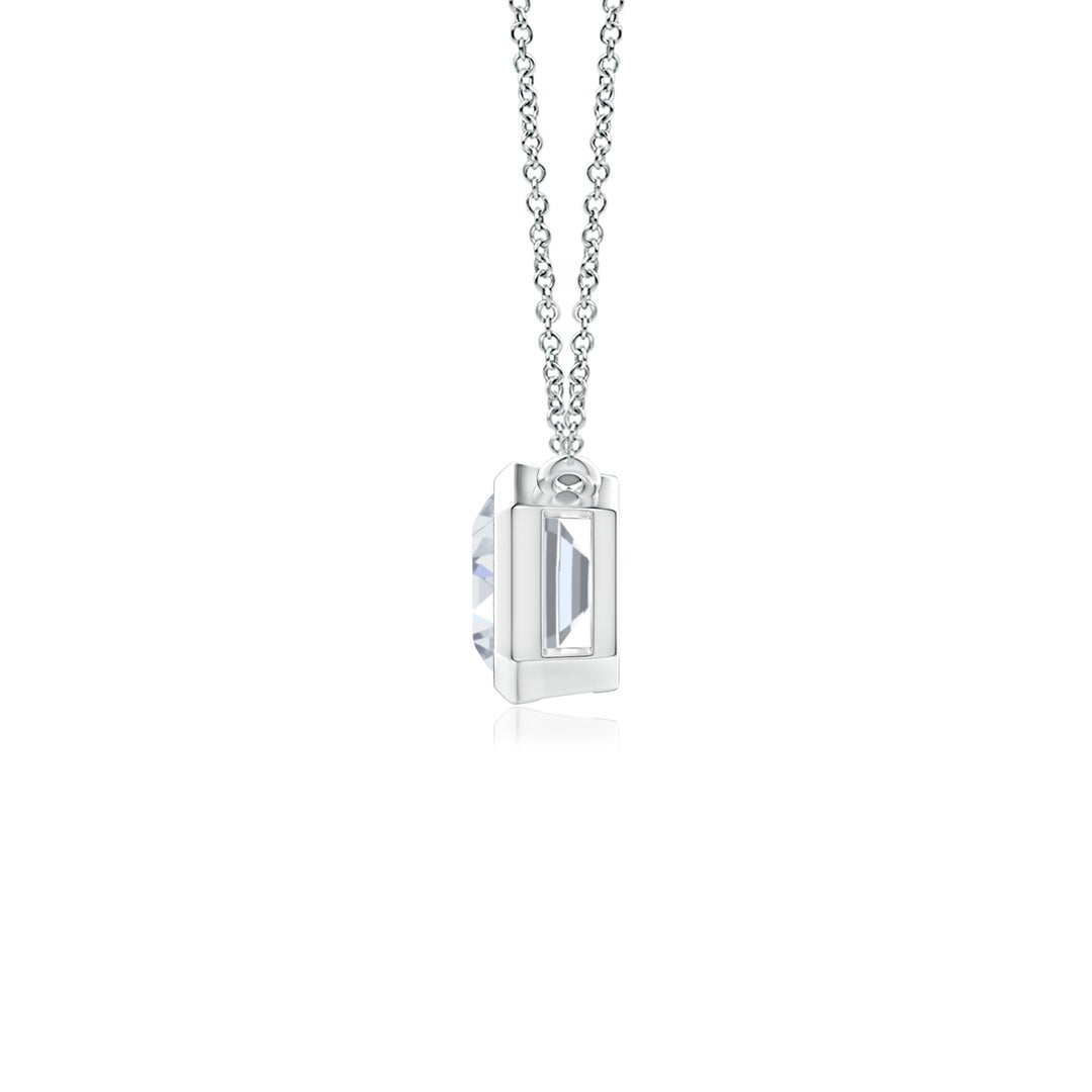 6x4mm FGVS Lab-Grown East-West Bezel-Set Emerald-Cut Diamond Pendant in White Gold - side 3