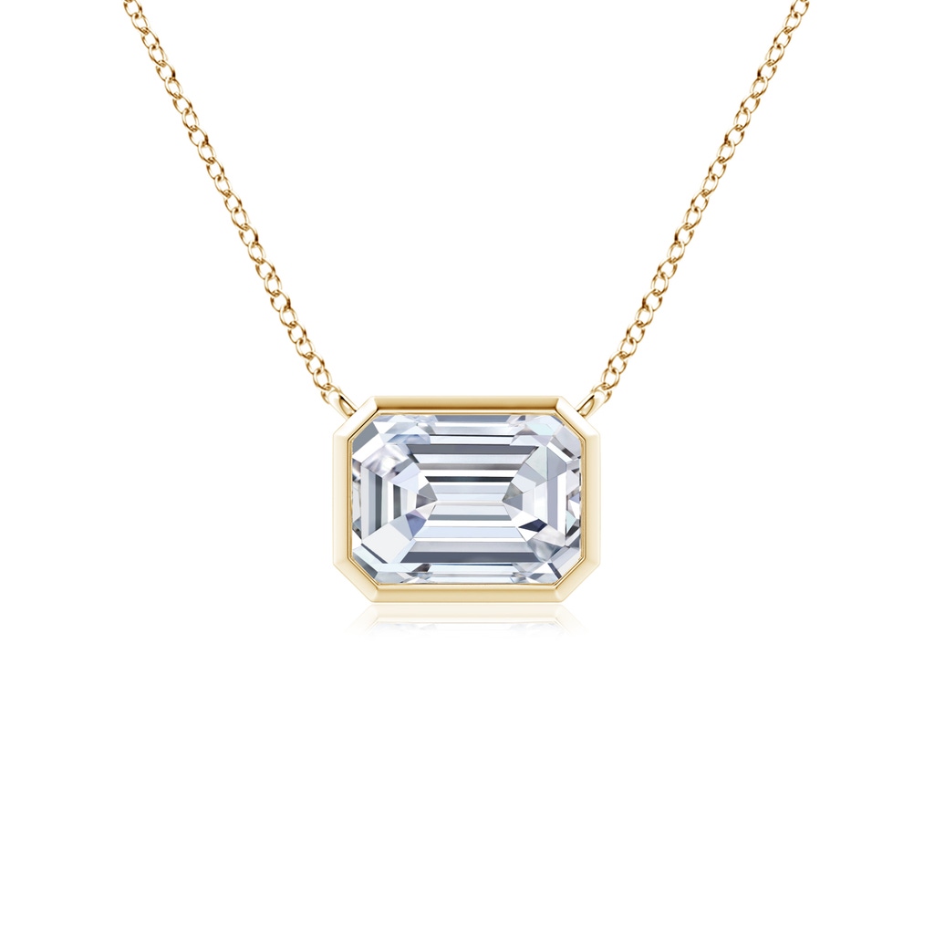 6x4mm FGVS Lab-Grown East-West Bezel-Set Emerald-Cut Diamond Pendant in Yellow Gold