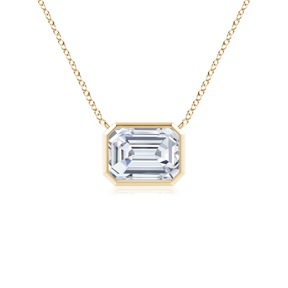 6x4mm FGVS Lab-Grown East-West Bezel-Set Emerald-Cut Diamond Pendant in Yellow Gold 