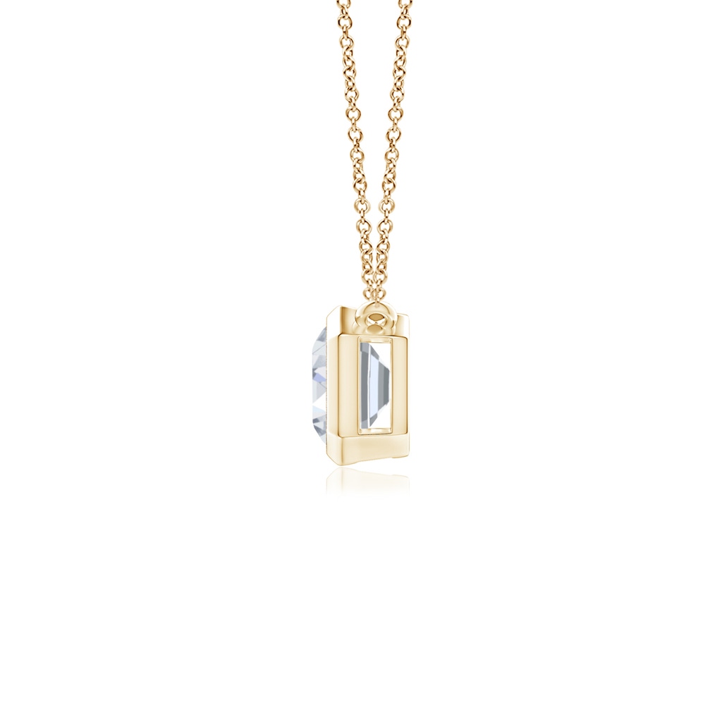 6x4mm FGVS Lab-Grown East-West Bezel-Set Emerald-Cut Diamond Pendant in Yellow Gold - side 199