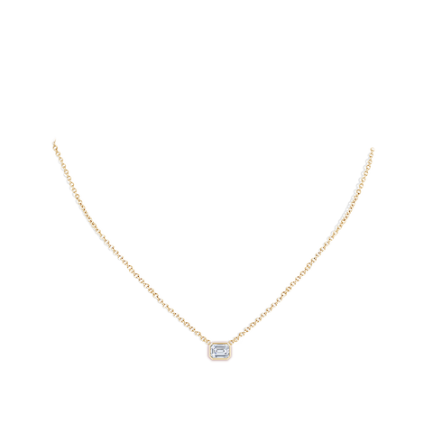 Lab-Grown East-West Bezel-Set Emerald-Cut Diamond Pendant