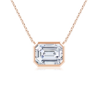 7x5mm FGVS Lab-Grown East-West Bezel-Set Emerald-Cut Diamond Pendant in 10K Rose Gold