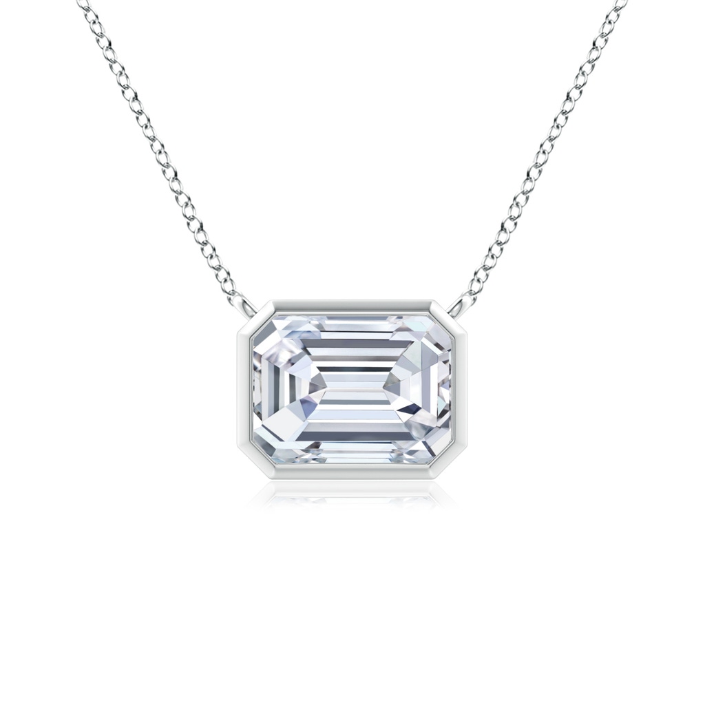 7x5mm FGVS Lab-Grown East-West Bezel-Set Emerald-Cut Diamond Pendant in P950 Platinum