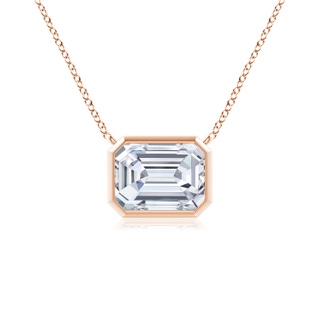 7x5mm FGVS Lab-Grown East-West Bezel-Set Emerald-Cut Diamond Pendant in Rose Gold