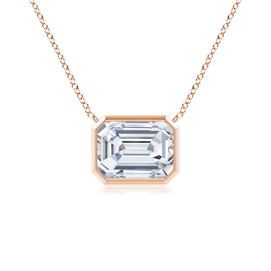 7x5mm FGVS Lab-Grown East-West Bezel-Set Emerald-Cut Diamond Pendant in Rose Gold 