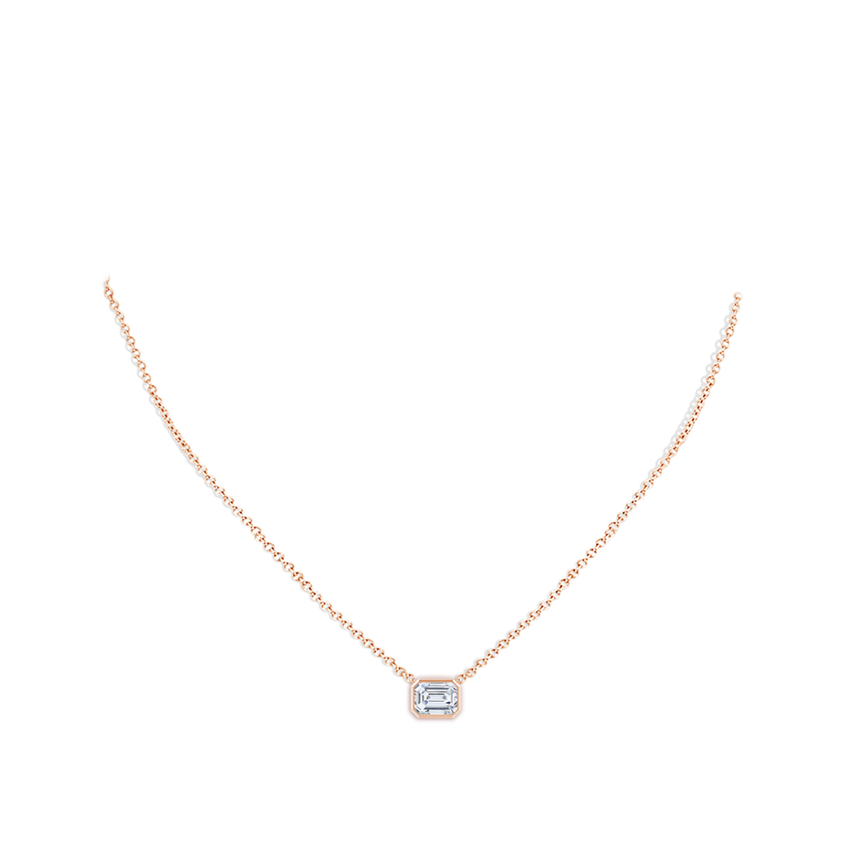 7x5mm FGVS Lab-Grown East-West Bezel-Set Emerald-Cut Diamond Pendant in Rose Gold pen