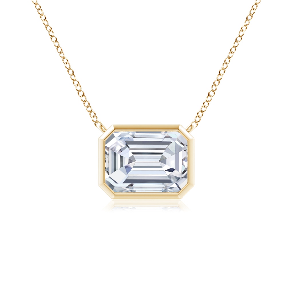 7x5mm FGVS Lab-Grown East-West Bezel-Set Emerald-Cut Diamond Pendant in Yellow Gold 
