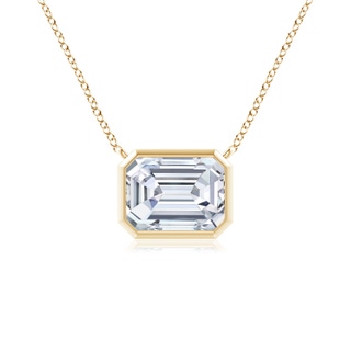 7x5mm FGVS Lab-Grown East-West Bezel-Set Emerald-Cut Diamond Pendant in Yellow Gold