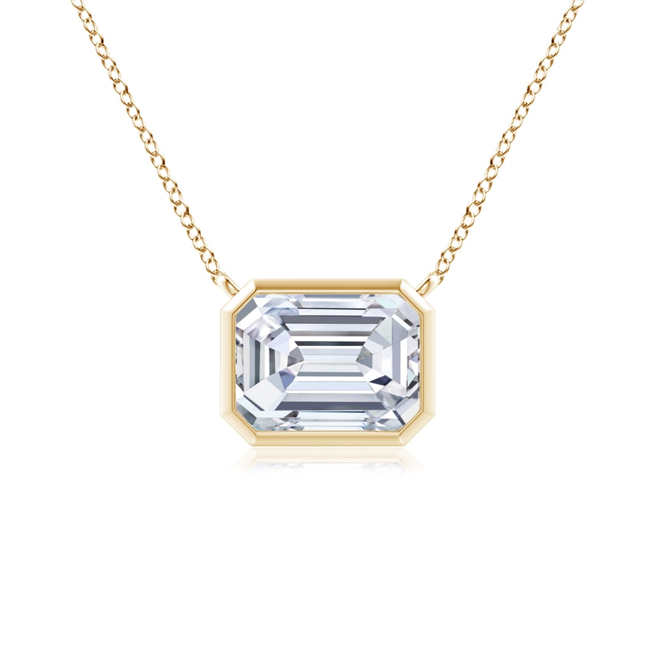 7x5mm FGVS Lab-Grown East-West Bezel-Set Emerald-Cut Diamond Pendant in Yellow Gold 