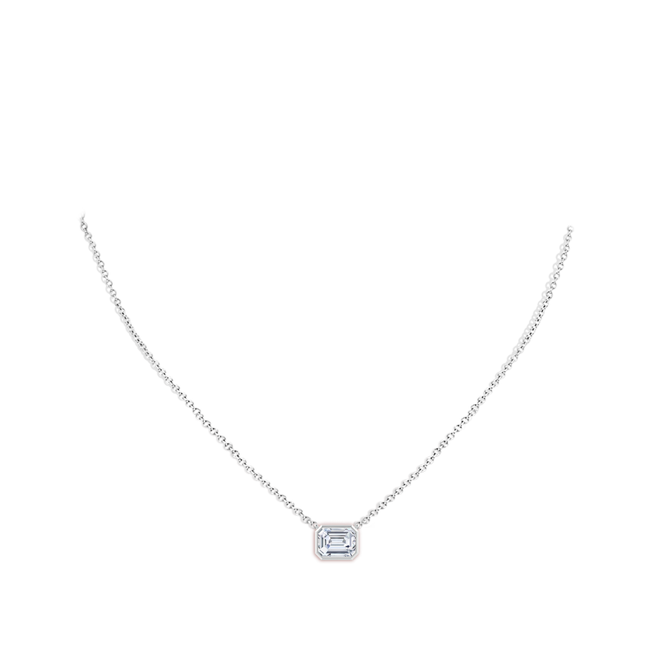 8x6mm FGVS Lab-Grown East-West Bezel-Set Emerald-Cut Diamond Pendant in P950 Platinum pen