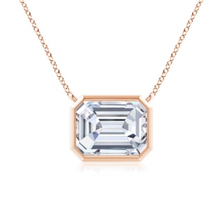 8x6mm FGVS Lab-Grown East-West Bezel-Set Emerald-Cut Diamond Pendant in Rose Gold