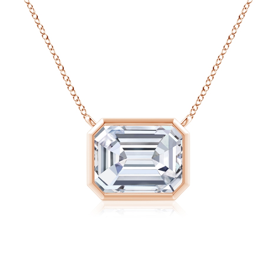 8x6mm FGVS Lab-Grown East-West Bezel-Set Emerald-Cut Diamond Pendant in Rose Gold 