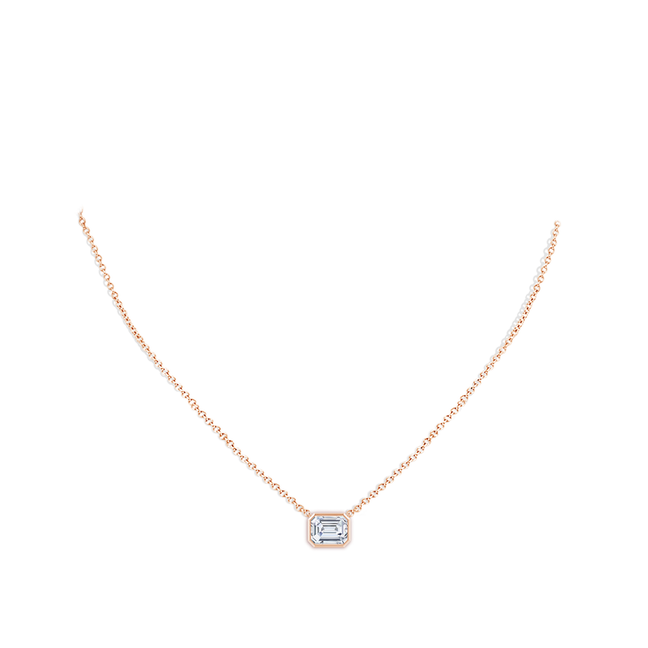 8x6mm FGVS Lab-Grown East-West Bezel-Set Emerald-Cut Diamond Pendant in Rose Gold pen