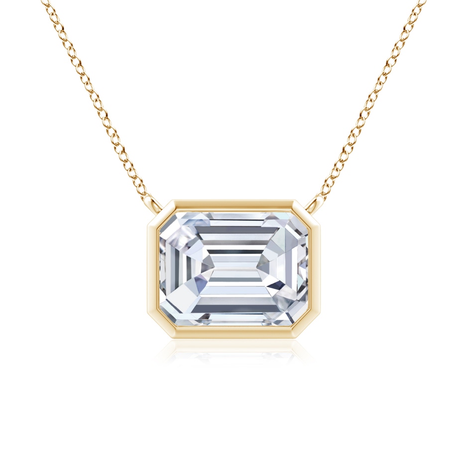 8x6mm FGVS Lab-Grown East-West Bezel-Set Emerald-Cut Diamond Pendant in Yellow Gold 