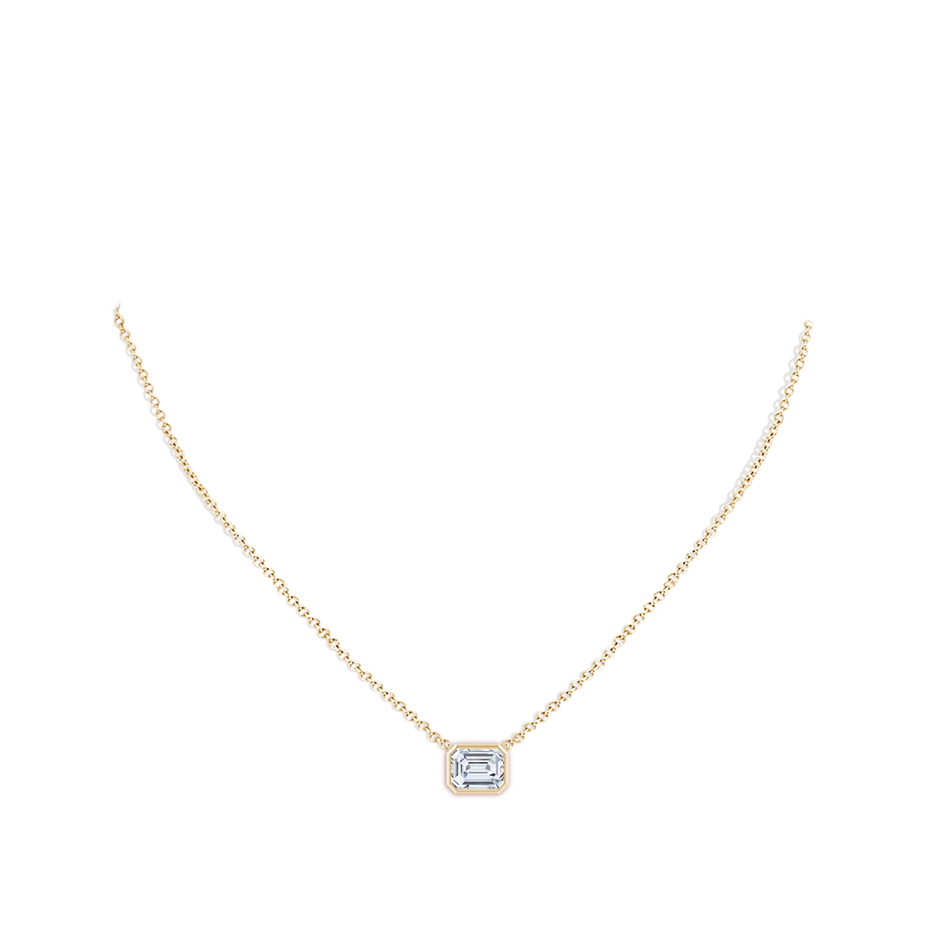 8x6mm FGVS Lab-Grown East-West Bezel-Set Emerald-Cut Diamond Pendant in Yellow Gold pen