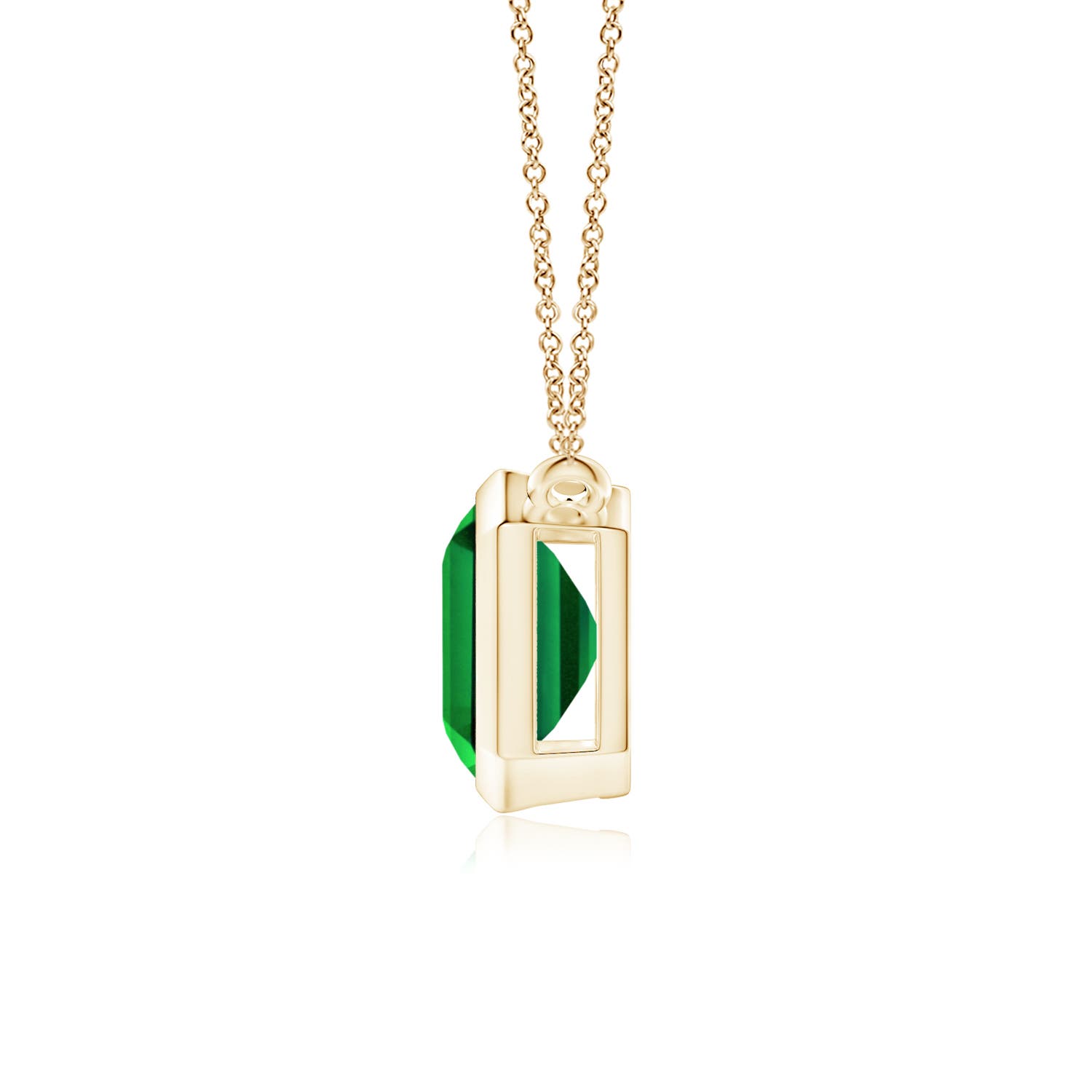 10x8mm Labgrown Lab-Grown East-West Bezel-Set Emerald-Cut Emerald Pendant in 18K Yellow Gold