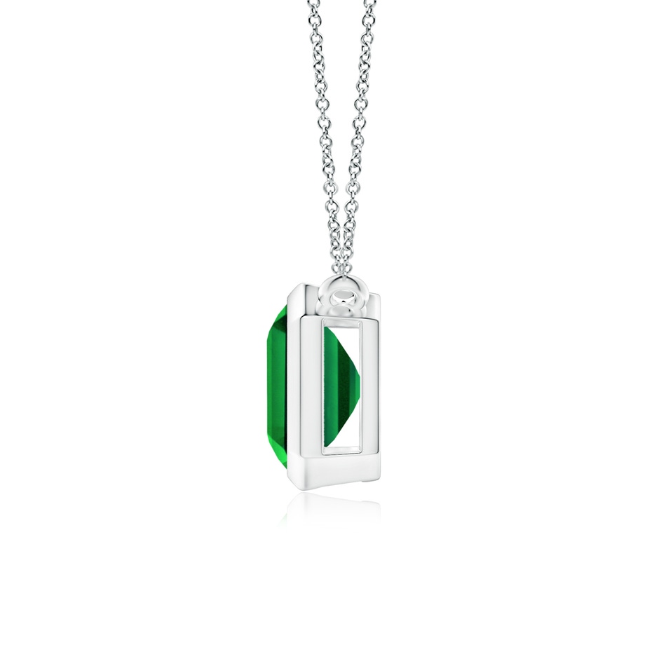10x8mm Labgrown Lab-Grown East-West Bezel-Set Emerald-Cut Emerald Pendant in P950 Platinum side 199