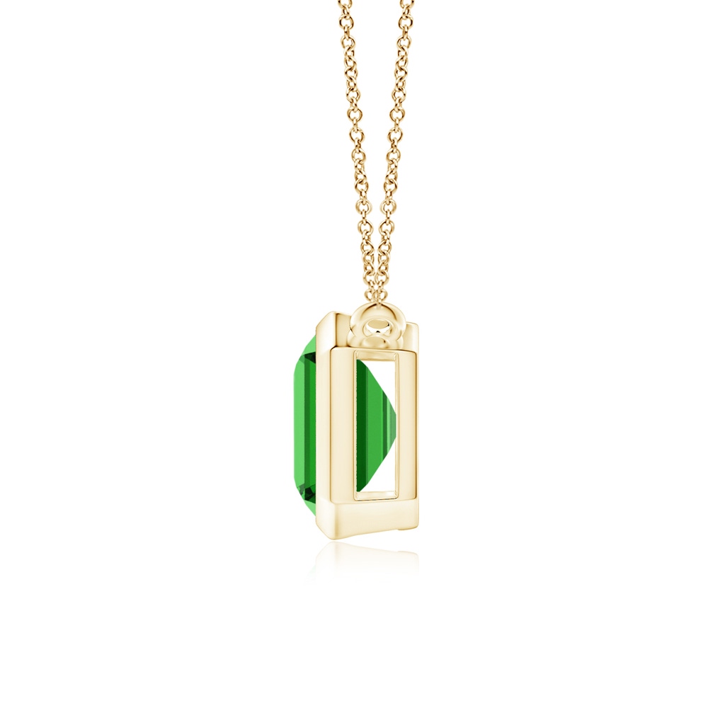 10x8mm Labgrown Lab-Grown East-West Bezel-Set Emerald-Cut Emerald Pendant in Yellow Gold Side 199