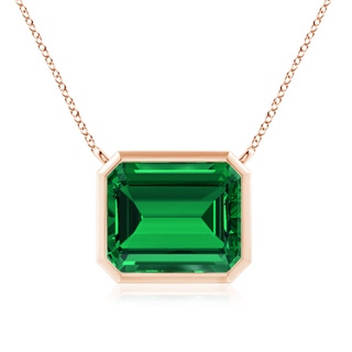 12x10mm Labgrown Lab-Grown East-West Bezel-Set Emerald-Cut Emerald Pendant in 18K Rose Gold