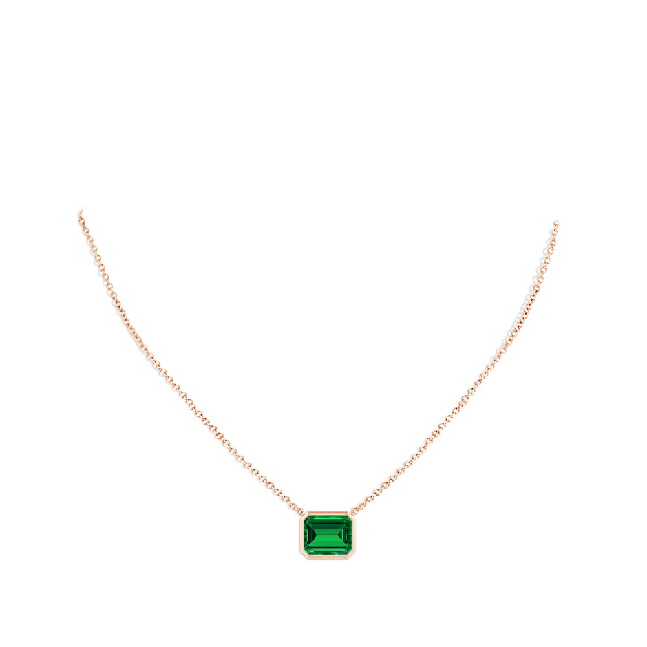 12x10mm Labgrown Lab-Grown East-West Bezel-Set Emerald-Cut Emerald Pendant in 18K Rose Gold pen