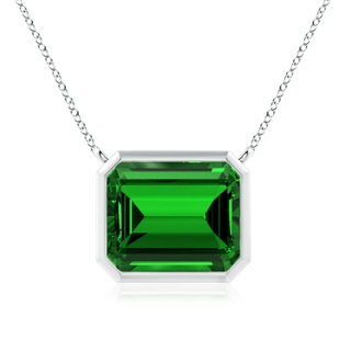 12x10mm Labgrown Lab-Grown East-West Bezel-Set Emerald-Cut Emerald Pendant in P950 Platinum