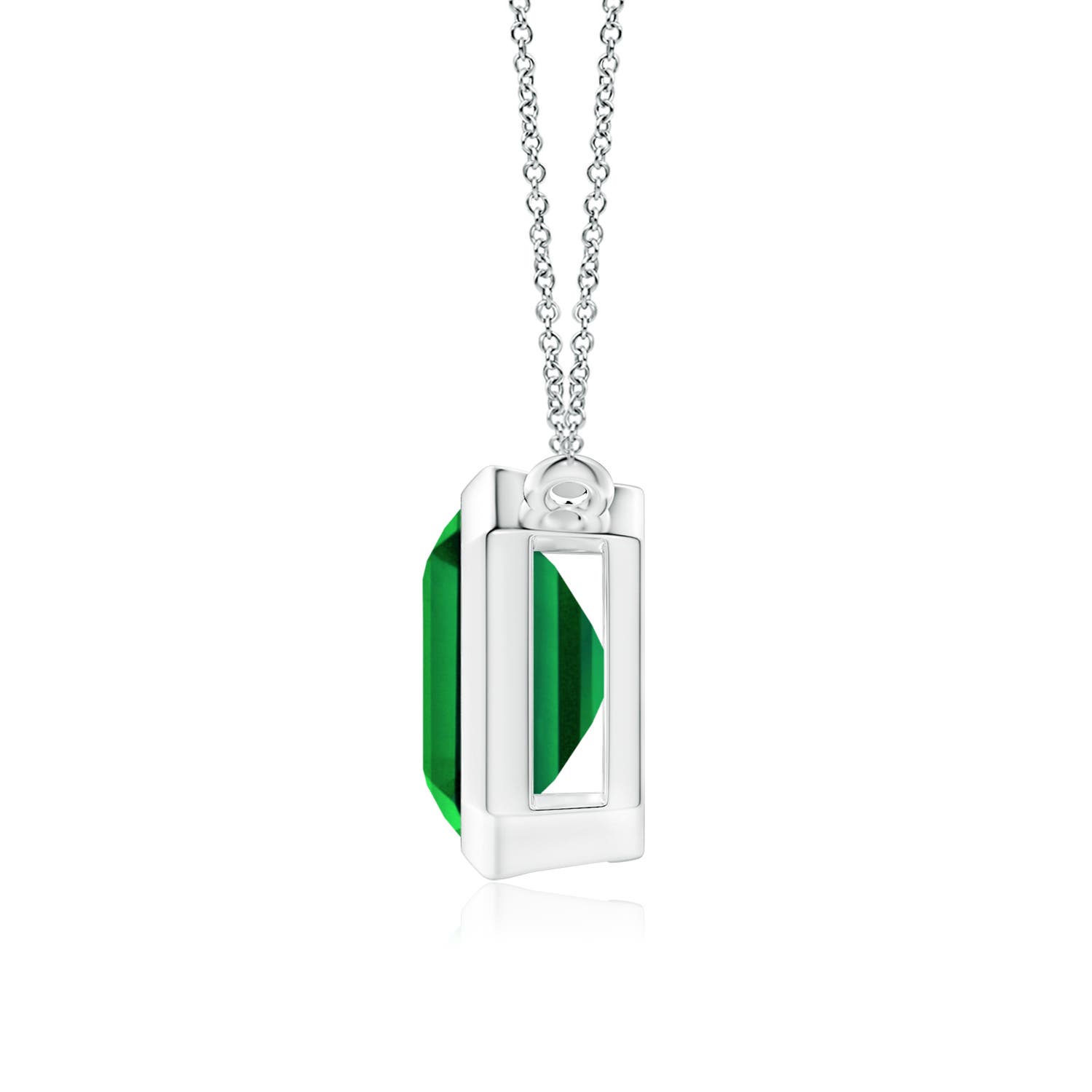 12x10mm Labgrown Lab-Grown East-West Bezel-Set Emerald-Cut Emerald Pendant in P950 Platinum