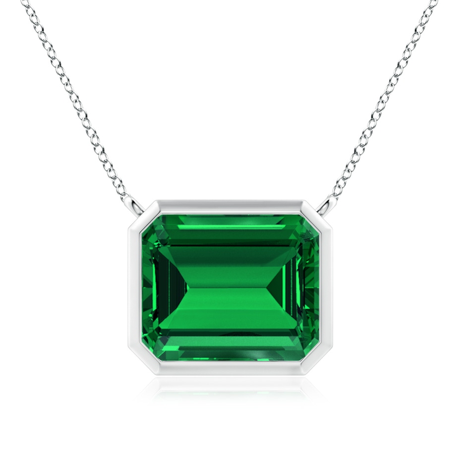 12x10mm Labgrown Lab-Grown East-West Bezel-Set Emerald-Cut Emerald Pendant in White Gold 
