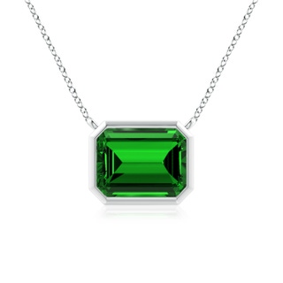 9x7mm Labgrown Lab-Grown East-West Bezel-Set Emerald-Cut Emerald Pendant in P950 Platinum