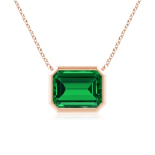 9x7mm Labgrown Lab-Grown East-West Bezel-Set Emerald-Cut Emerald Pendant in Rose Gold