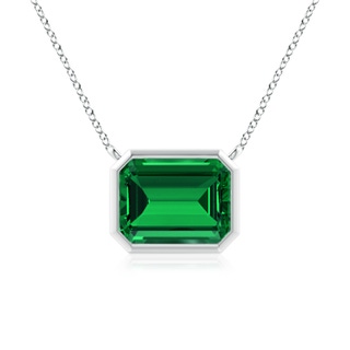 9x7mm Labgrown Lab-Grown East-West Bezel-Set Emerald-Cut Emerald Pendant in S999 Silver