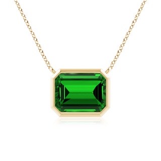 9x7mm Labgrown Lab-Grown East-West Bezel-Set Emerald-Cut Emerald Pendant in Yellow Gold