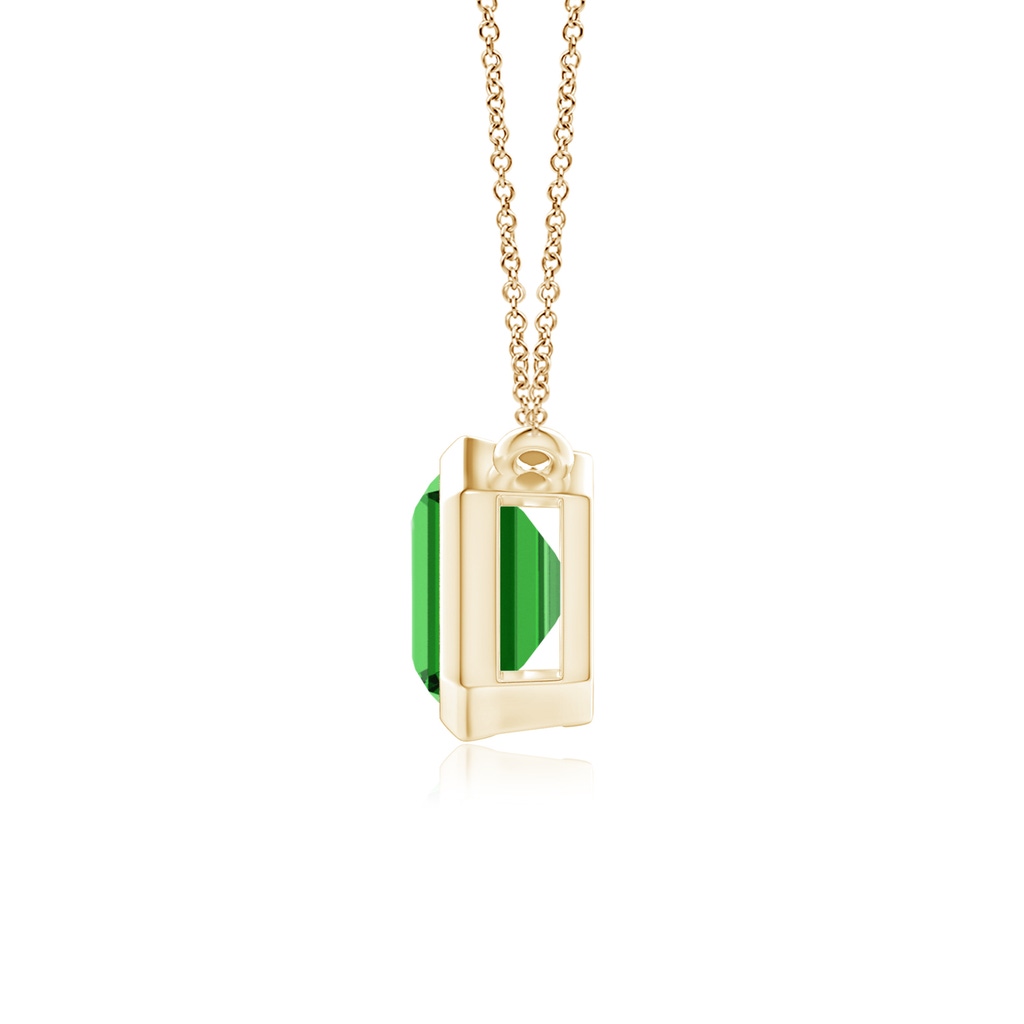 9x7mm Labgrown Lab-Grown East-West Bezel-Set Emerald-Cut Emerald Pendant in Yellow Gold Side 199