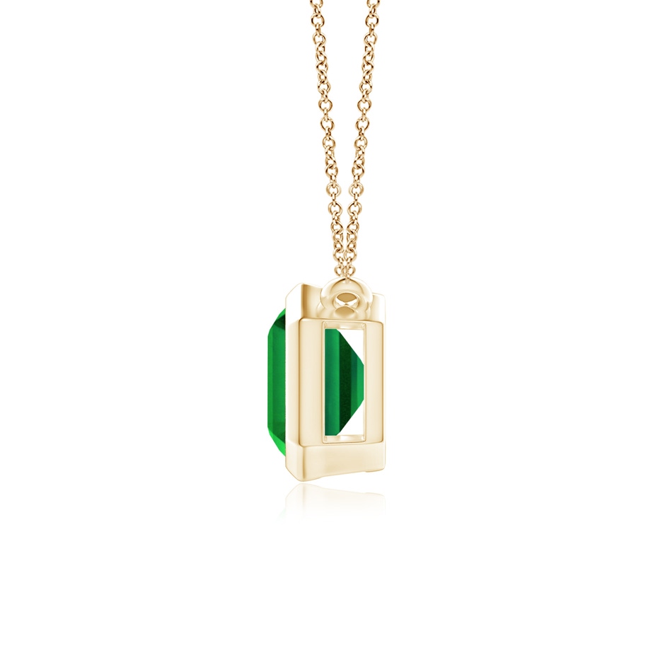 9x7mm Labgrown Lab-Grown East-West Bezel-Set Emerald-Cut Emerald Pendant in Yellow Gold side 199