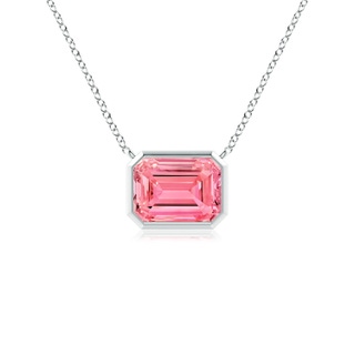 7x5mm Labgrown East-West Bezel-Set Emerald-Cut Lab-Grown Fancy Intense Pink Diamond Pendant in P950 Platinum