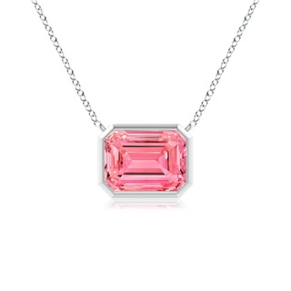 8x6mm Labgrown East-West Bezel-Set Emerald-Cut Lab-Grown Fancy Intense Pink Diamond Pendant in P950 Platinum